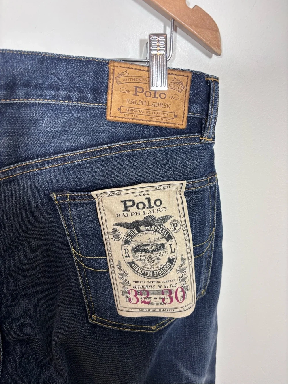 Polo Ralph Lauren The Hampton Straight Jean Denim NWT 32X30 Davis Cotton
